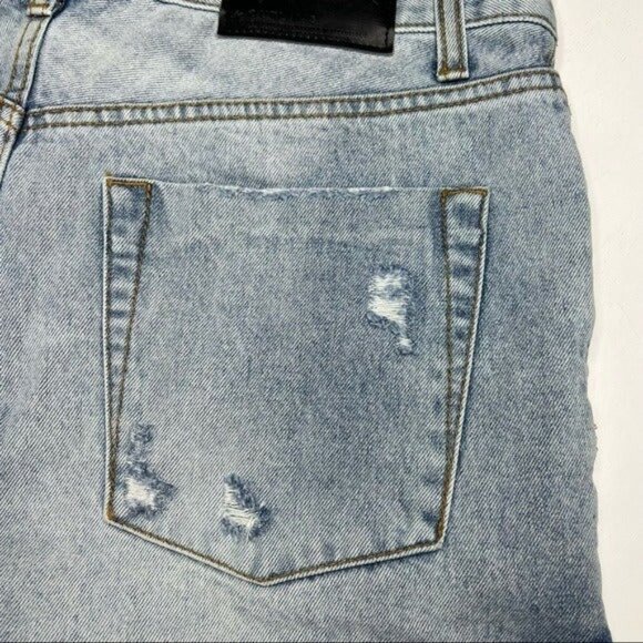 One Teaspoon Light Wash 27 Distressed Cutoff Jean Shorts Button Fly High Waisted - Picture 10 of 11